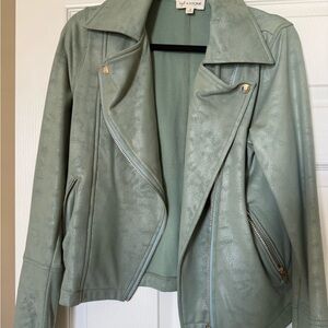 Sleek Sage Leather Jacket